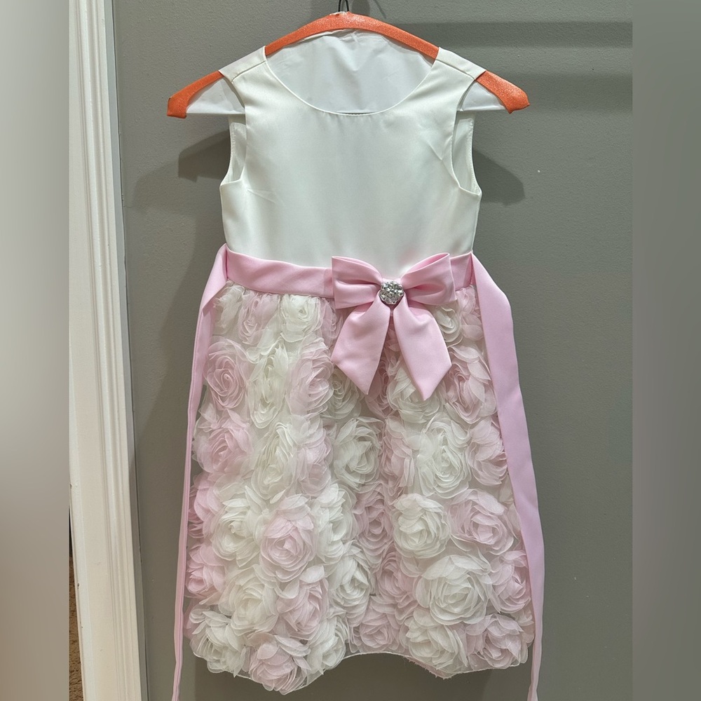 Elegant Pink and White Kids Dress